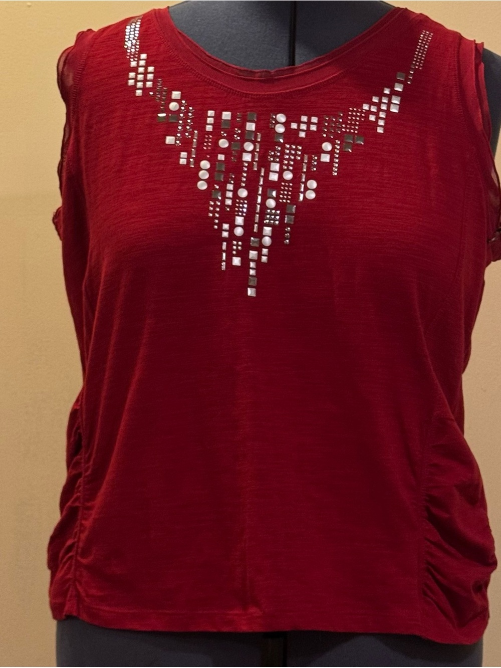 Red Sleeveless Studded Women’s Top from Chicos. Size 3